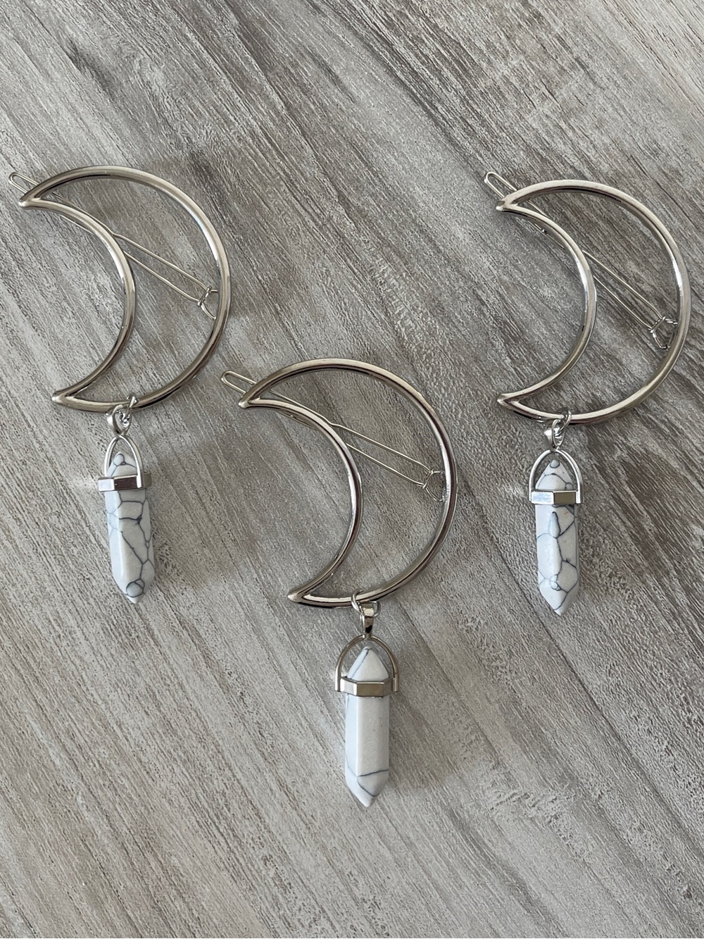 White Jasper Crystal Moon Hair Clip